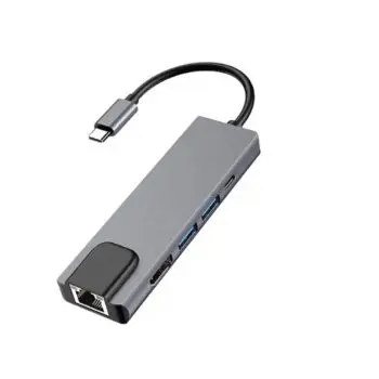 5 in1 USB C 4K HDMI Adapter with Ethernet Port,100W PD ,USB 3 0& 2 0 Ports ，for MacBook Pro,Chromebook, XPS,and USB C Devices