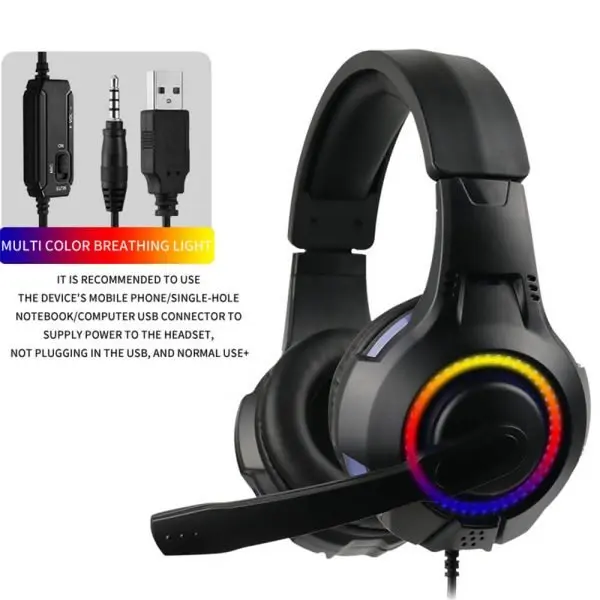 7245 LED Gaming Headset with Stereo Surround Sound, PS4/PS5 Gaming Headset with Mic & LED Light Noise Canceling Over Ear Headphones