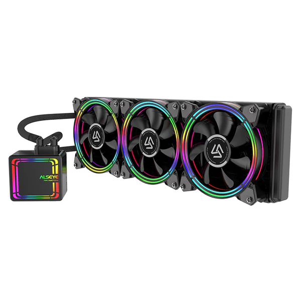 Alseye Halo H360   360mm AiO Liquid Cooling PWM Capable Triple Fan with Premium RGB Lights for Desktop Computers