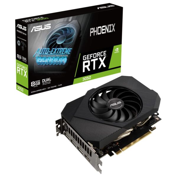 ASUS Phoenix NVIDIA GeForce RTX 3050 Gaming Graphics Card (PCIe 4 0, 8GB GDDR6 Memory, HDMI 2 1, DisplayPort 1 4a, Axial tech Fan Design, Protective Backplate, Dual Ball Fan Bearings, Auto Extreme)
