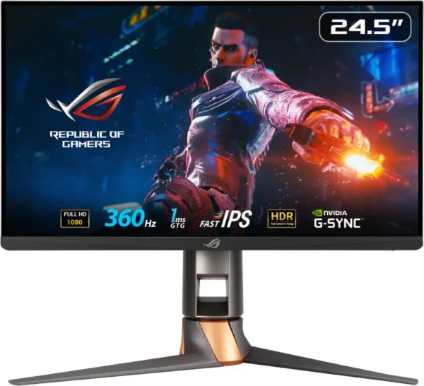ASUS ROG Swift PG259QN Gaming Monitor, 24 5" FHD Fast IPS Display, 360Hz Refresh Rate, 1ms (GtG) Response Time, G Sync Technology, GamePlus Function, DisplayPort & HDMI Output | 90LM05Q0 B01370