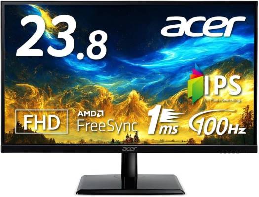 Acer EK241YEbmix Monitor, 23 8" FHD IPS Display, 100Hz Refresh Rate, 1ms (VRB) Response Time, AMD FreeSync