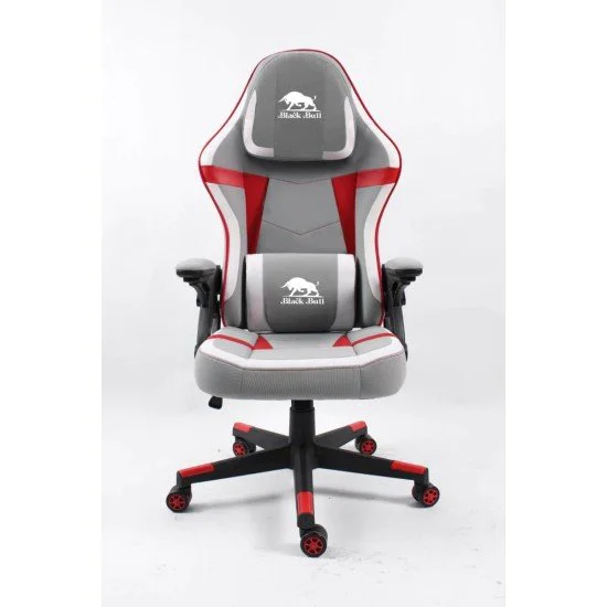 BLACK BULL Gaming Chair With Headrest Up & Down Slide Adjustable and Moveable Armrest, Woven Fabric Black & Grey