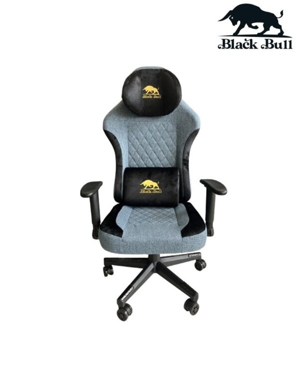 Black Bull Gaming Chair With Molded Headrest Up & Down Fabric , Black/Blue UMGC103B