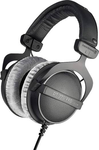 Beyerdynamic DT 770 PRO Ohm Studio Headphone 250 OHM, Single Sided Cable, Robust Spring Steel Headband, Gold Plated Mini Stereo Jack, Black | DT 770