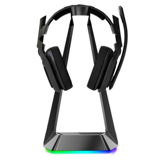 Blue Solids Technology   RGB Lighting Gaming Headset Stand with Three USB Ports , Black