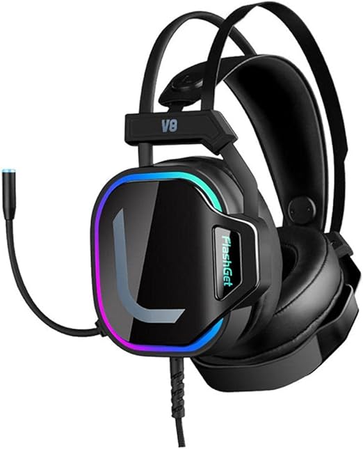 FlashGet V8 7 1 HIGH END BACKLIGHT GAMING HEADSET FOR PC, BLACK