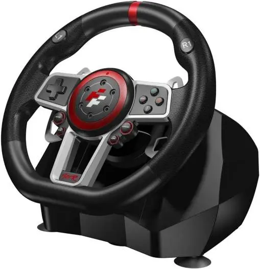 Flashfire Suzuka Wheel 900R Racing Wheel Set, Clutch Pedals, H Shifter, Hall Effect Steering Sensor, Vibration Feedback Function, Dual Motors, Adjustable Rotation 270° & 900°, Red/Black | ES900R