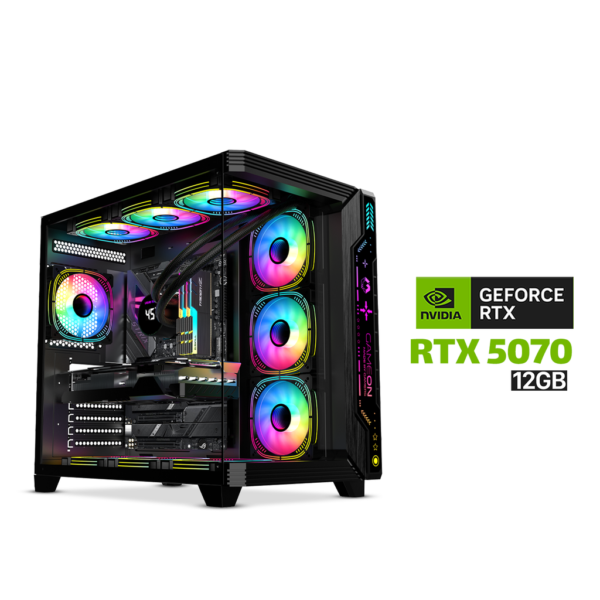 Gaming PC AMD RYZEN 7 7800X3D, MSI Pro B840 P WiFi DDR5 PCIe 4 0 MB, 32GB DDR5 (6000) RAM, 2TB NVMe (6000) SSD, RTX 5070 12GB VGA, 850 WATT GOLD PSU, AZZA L360 Liquid Cooler, GameOn Pulse Series Mid Tower Case With 7x RGB Fans, Windows 11 Pro License