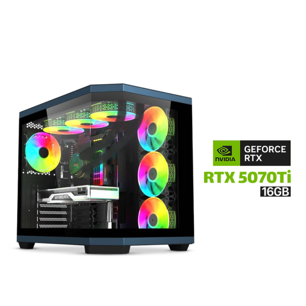 Gaming PC AMD Ryzen 9 9900X3D, MSI X870 Gaming Plus WiFi DDR5 MB, 32GB DDR5 (6000) RAM, 2TB NVMe Gen 4 SSD, RTX 5070 Ti 16GB VGA, 1000 WATT GOLD PSU, Asus Prime L360 Liquid Cooler, Acer V950 Mid Tower Case With 7x RGB Fans, Windows 11 Pro License