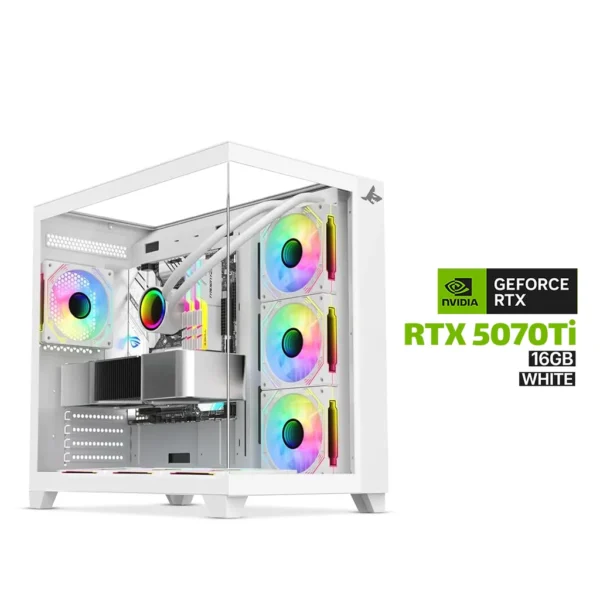Gaming PC Ryzen 7 9800X3D, ASUS ROG STRIX B850 A WiFi D5 MB, 32GB DDR5 (6000) White RAM, 2TB NVMe Gen 4 SSD, Zotac RTX 5070 Ti 16GB White VGA, 850 WATT GOLD PSU, L360 Liquid Cooler White, Sharx Profin GX700 Mid Tower Case White, Windows 11 Pro License