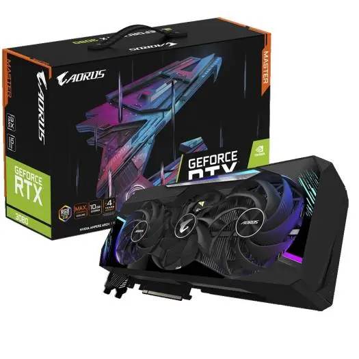 Gigabyte AORUS GeForce RTX™ 3080 MASTER 10G, 1845 MHz Core Clock, GDDR6X, 10GB, 320 bit, PCI E 4 0 x 16, ATX Graphics Card Black I GV N3080AORUS M 10GD