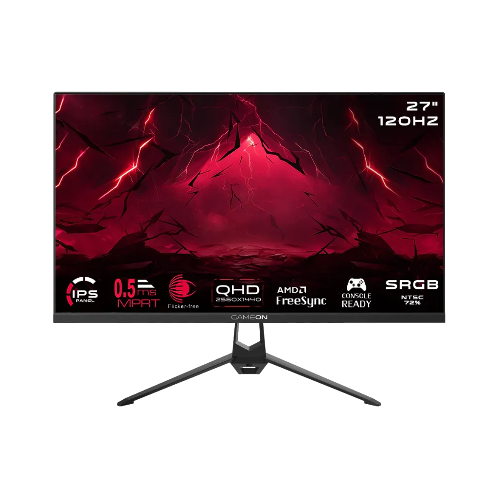 GAMEON GOES27QHD120IPS Essential Series 27" QHD, 120Hz, MPRT 0 5ms, HDMI 2 1, Fast IPS Gaming Monitor (Supports PS5) Black