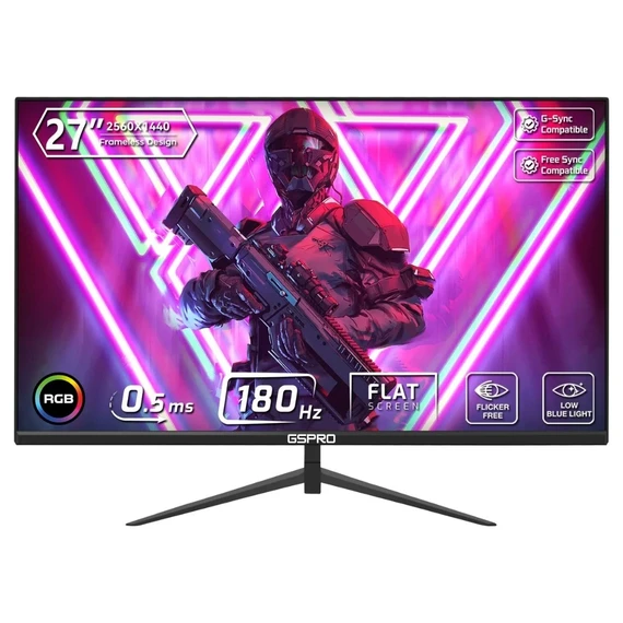 GSPRO H27 5 Gaming Monitor | 27" | 2K | 180Hz | 0 5ms | IPS