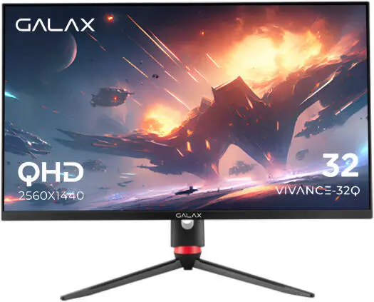 Galax Vivance 32Q Gaming Monitor, 32" QHD IPS Display, 165Hz Refresh Rate, 1ms (MPRT) Response Time, NVIDIA G Sync Technology, 1 07B Display Colors, Borderless Design, Black | G MGVIBF32NB50 GXLG