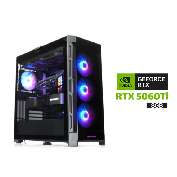 Gaming PC Intel Core i5 14600K Processor, GIGABYTE B760 WIFI D5 Motherboard, 32GB DDR5 RAM, 1TB SSD NVME, RTX 5060 TI 8GB VGA, L240 Liquid Cooler, 750 WATT GOLD PSU, Cougar DuoFace Pro RGB Mid Tower Case, 4x Pre Installed ARGB Fans, Win 11 Pro (License)