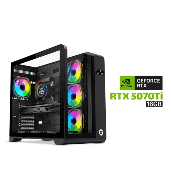 Gaming PC Intel Ultra 7 265K CPU, Asus Z890 P WiFi MotherBoard, 32GB DDR5 (6000) RAM, 2TB NVMe Gen 4 SSD, GigaByte RTX 5070 Ti 16GB VGA, 850 Watt GOLD PSU, L360 Liquid Cooler, GameOn Infinity Series Digital Display Screen Case, Windows 11 Pro License