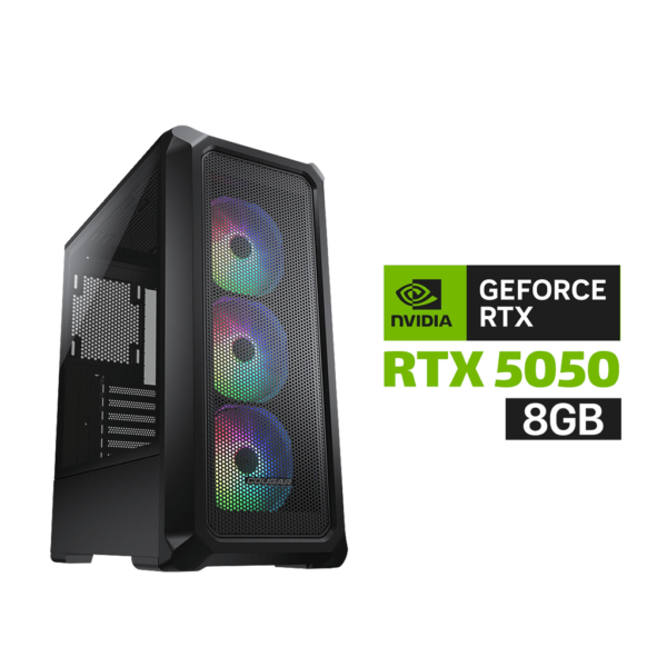 Gaming PC   Intel i5 12400F Processor, H610 D5 Motherboard, 16GB DDR5 Ram, 1TB NVMe SSD, RTX 5050 8GB, 650 WATT PSU, Cougar Archon 2 Mesh RGB Case with 3 ARGB Fans, USB Wi Fi Adapter, Windows 11 Pro (License)