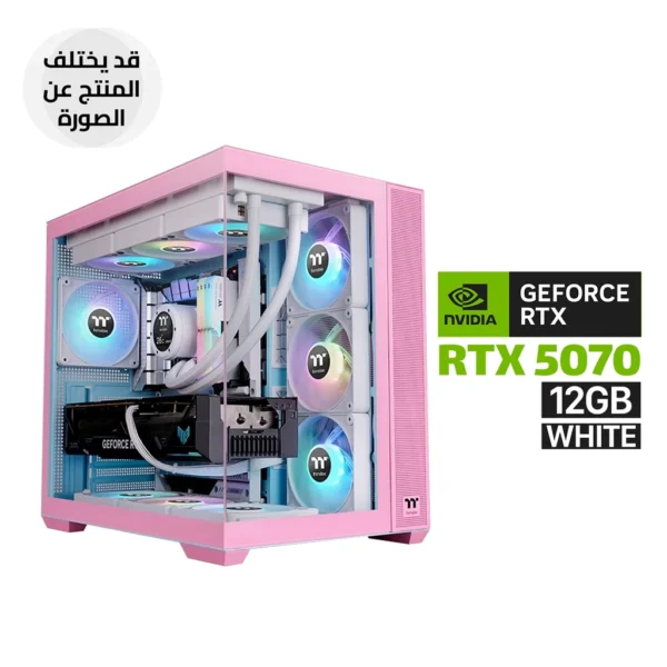 Gaming PC RYZEN 7 9700X, GIGABYTE B850 ICE White Motherboard, 32GB DDR5 RAM, 1TB SSD NVMe, RTX 5070 12GB White, 750 WATT PSU GOLD, L240 Liquid Cooler White, Thermaltake View 380TG Mid Pink Case with 4 ARGB Fans, USB WiFi Adapter, Windows 11 Pro (License)