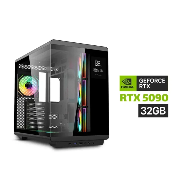 Gaming PC Ultra 5 225 Processor, H810 Motherboard, 16GB RAM DDR5, 1TB SSD NVMe, RTX 5060 8GB VGA, 650 WATT PSU, DarkFlash Aigo Micro ATX Case with 4 RGB Fans, Windows 11 Pro (License)