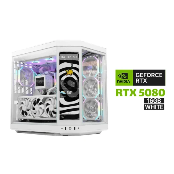Gaming PC Ryzen 7 9800X3D, Asus X870 P WiFi MB, 32GB DDR5 (6000) RAM, 2TB NVMe SSD (6000), XFX Quick Silver AMD Radeon RX 9070 XT 16GB White VGA, 850 WATT GOLD PSU, Cougar L360 Liquid Cooler White, Asus TUF Gaming GT302 ARGB White Case, Win 11 Pro License