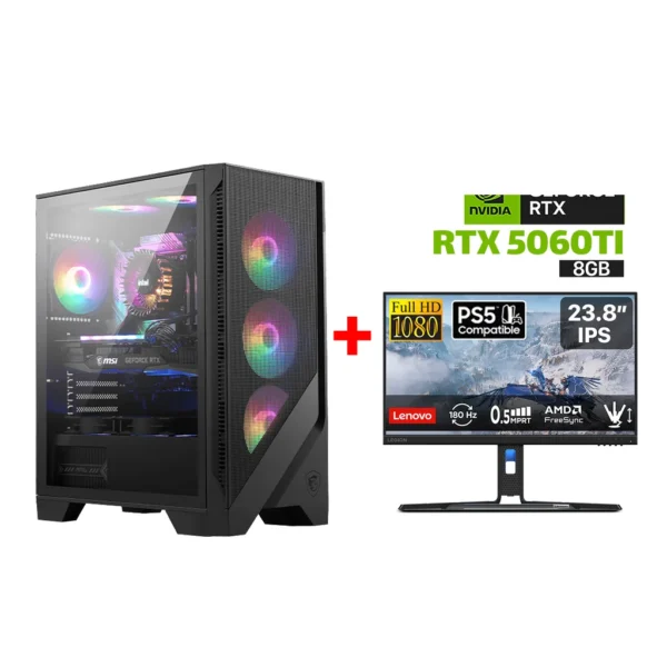 Gaming PC i5 14400F,H610 D5 Motherboard,16GB D5 RAM,1TB NVMe SSD,RTX 5060Ti 8GB,750 WATT PSU,MSI MAG Forge 112R Case,USB Wi Fi Adapter,Win 11 Pro (License)+GAMEON Call Of Duty COD27FHD180IPS 27" FHD,180Hz,HDMI 2 1 Gaming Monitor+Sharx JS4X1 4in1 Bundle