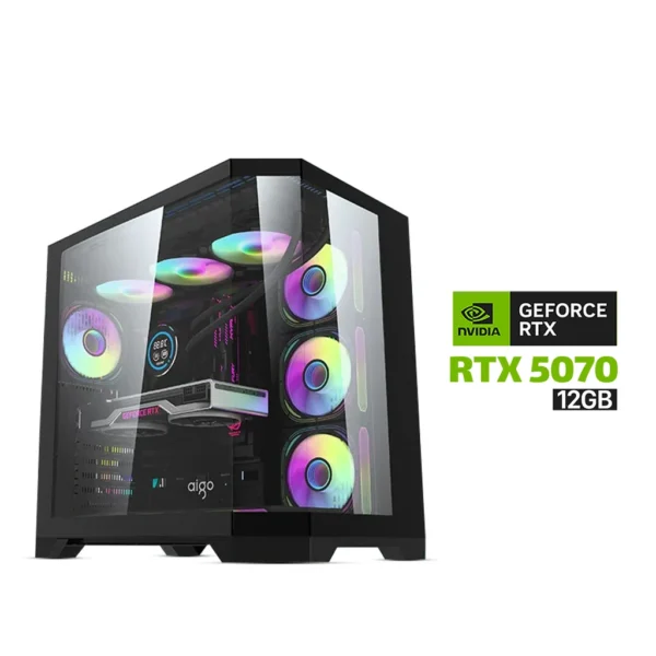 Gaming PC i7 14700K CPU, Asus TUF B760 PLUS WiFi DDR5 MB, 32GB DDR5 RAM, 2TB NVMe SSD, Asus PRIME RTX 5070 12GB VGA, L360 Liquid Cooler, 850 WATT GOLD PSU, DarkFlash Aigo FT418 Pro Case with 7x RGB Fans, Windows 11 Pro License