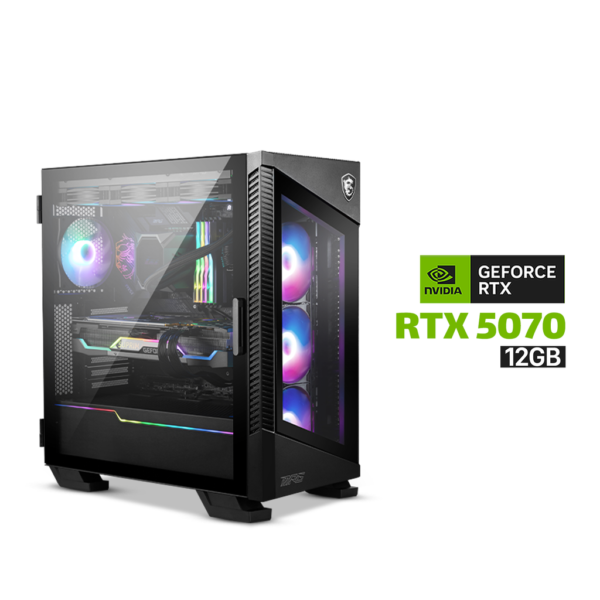 Gaming PC i7 14700K CPU, MSI Z790 P WiFi DDR5 MotherBoard, 32GB DDR5 (6000) RAM, 2TB NVMe SSD, Asus TUF Gaming RTX 5070 12GB VGA, 850 WATT GOLD PSU, AZZA L360 Liquid Cooler, MSI MPG Velox 100R Mid Tower Case With 4x RGB Fans Black, Windows 11 Pro License
