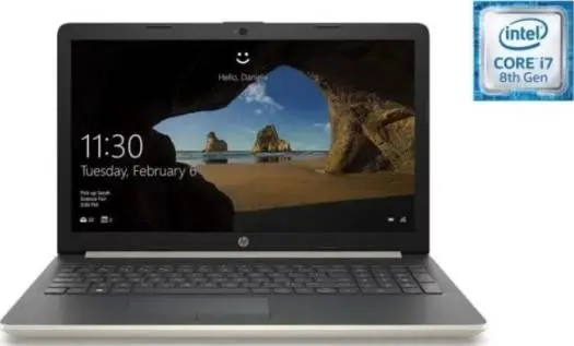 HP 15 DA1000NE Laptop – Core i7 1 8GHz 8GB RAM 1TB 2GB Win10 15 6inch FHD   Gold