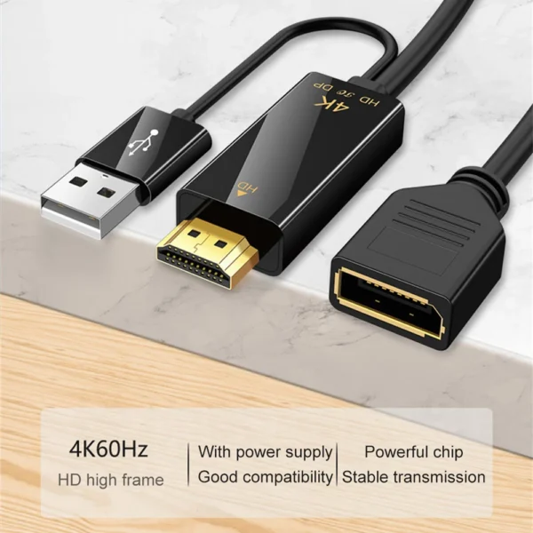 HDMI compatible To Displayport Converter Cable 4K 60HZ to Female Male Display Port Adapter for PS5 TV Box To