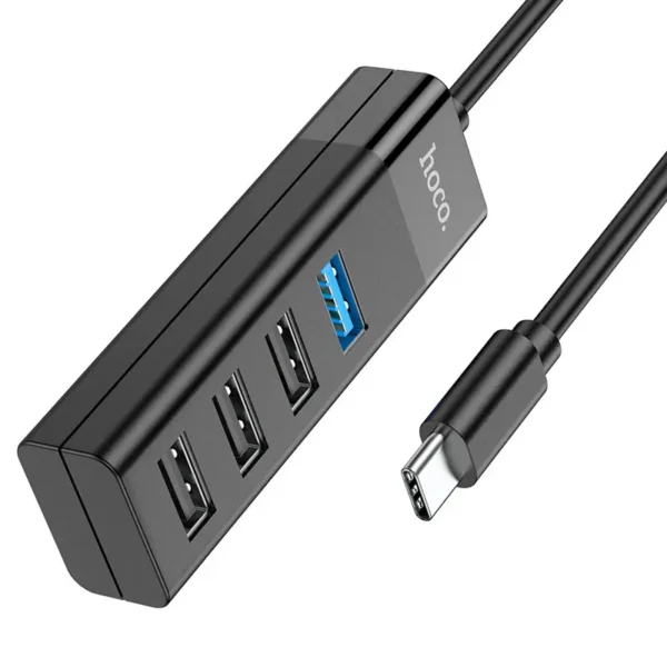 Hoco HB25 Easy mix 4 in 1, Type C male to USB3 0 female + USB2 0*3 female, support up to 1Tb hard disk 