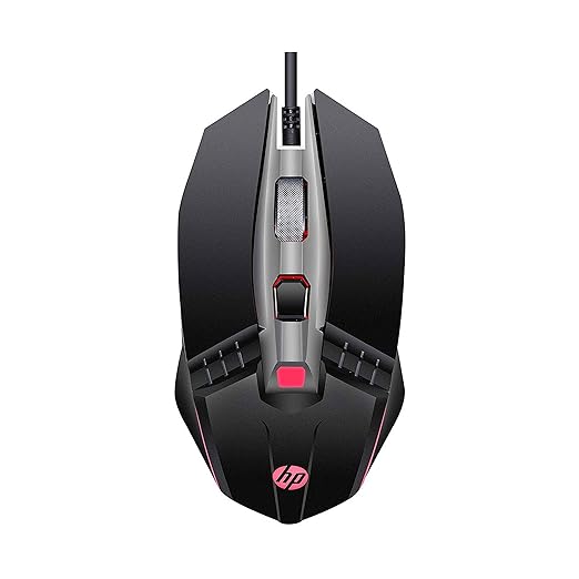 HP M270 Backlit USB Wired Gaming Mouse with 6 Buttons, 4 Speed Customizable 2400 DPI, Ergonomic Design, Breathing LED Lighting, Metal Scroll Wheel, Black