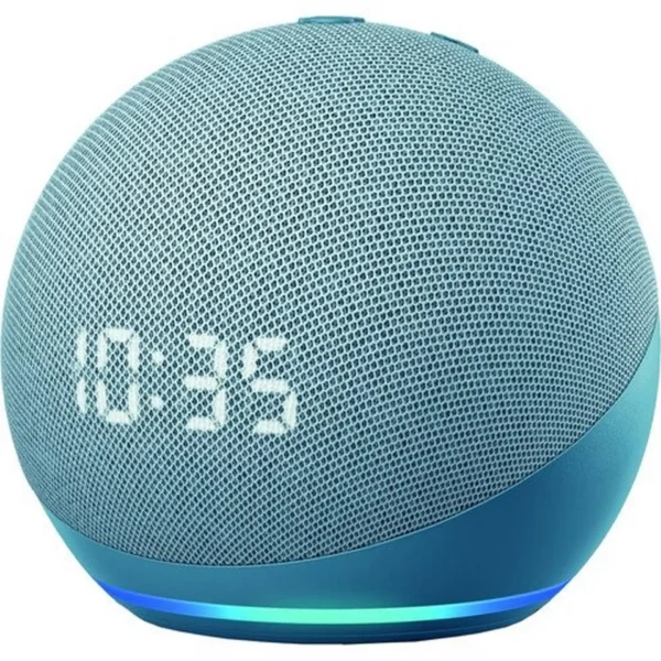 Echo Dot with clock (4th generation) | Bigger vibrant sound Wi Fi and Bluetooth smart speaker and Alexa | Cloud Blue
