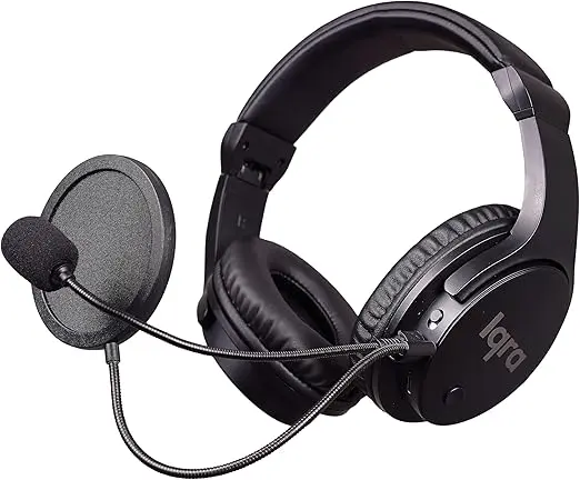 Iqra Studio Wireless Headphone & Headset Dual Function Built in Reverb Technology Black Color Noise Cancellation Light Weight Multi Device Connectivity