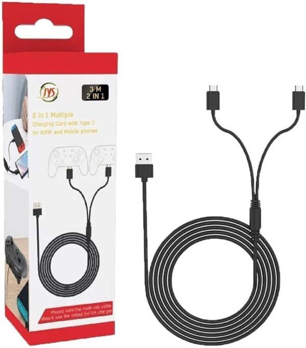JYS 3M 2 in 1 USB C Charging Cable for PS5 Xbox S X Nintendo Switch