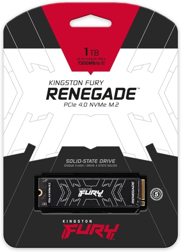 Kingston FURY Renegade 1TB PCIe Gen 4 0 NVMe M 2 Internal Gaming SSD | Up to 7300 MB/s | Graphene Heat Spreader | 3D TLC NAND | Works with PS5 | SFYRS/1000G, Solid State Drive