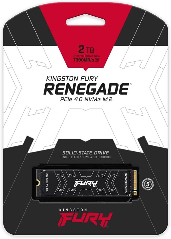 Kingston FURY Renegade 2TB PCIe Gen 4 0 NVMe M 2 Internal Gaming SSD | Up to 7300 MB/s | Graphene Heat Spreader | 3D TLC NAND | Works with PS5 | SFYRD/2000G, Solid State Drive