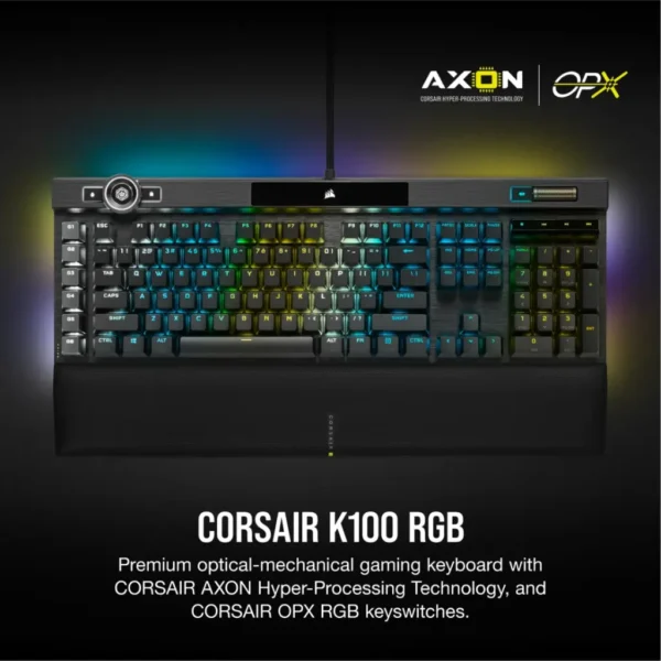 K100 RGB Optical Mechanical Gaming Keyboard — CORSAIR OPX Switch — Black