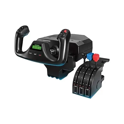 Logitech G PRO Flight Yoke System, Professional Simulation Yoke and Throttle Quadrant, 3 Modes, 75 Programmable Controls, Configurable Knobs, Steel Shaft, USB, PC Black