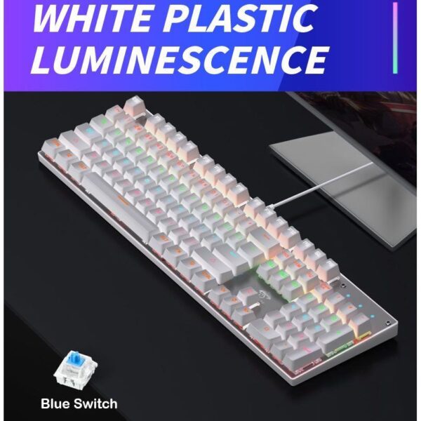 Leaven K880   RGB Mechanical Gaming Keyboard   Wight   Blue Switch