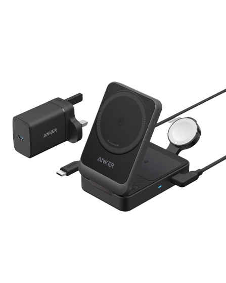 Anker MagGo Wireless Charging Station (15W, Foldable 3 in 1)   Black B2557211