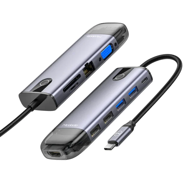 Mcdodo HU 7420 10 in 1 HUB HDMI USB A 2 0*2 USB A 3 0*2 VGA USB C (PD 100W) Gigabit LAN SD/TF Card