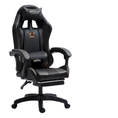 MINTE Leather Gaming Chair with Headrest   Black