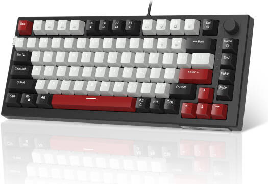 MageGee SKY81 Wired Mechanical Hot Swappable Gaming Keyboard, Red Switch, 83 Keys Anti Ghosting, 3 Color Combination Keycaps, 1 6m Cable Length, Ice Blue Lighting, ENG Layout, USB, Black/Gray | SKY81