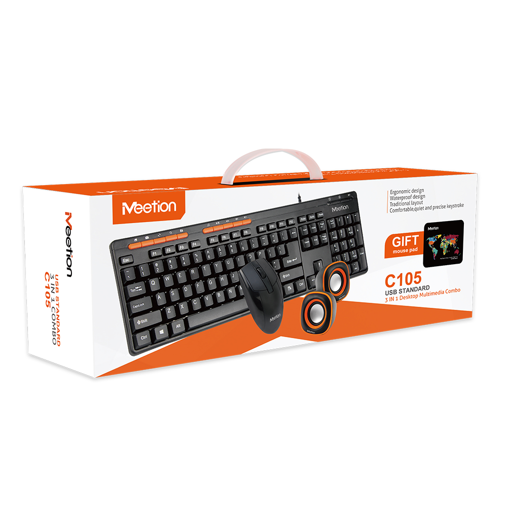 Meetion wired keyboard and mouse price company C105 Black