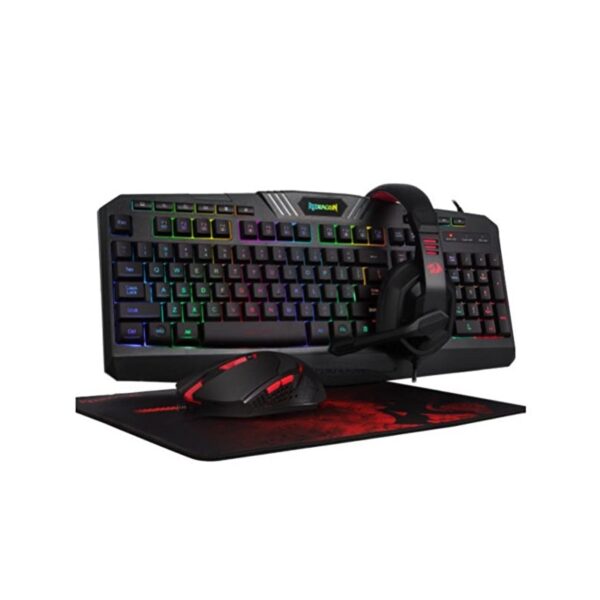 Redragon Gaming Essentials RGB Wired KeyBoard Mouse Headset & Mouse Pad 4 in 1 Set Black