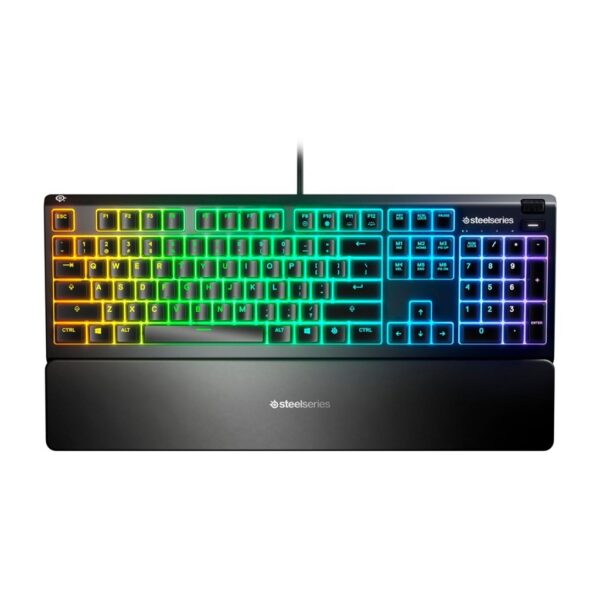 SteelSeries Apex 3 Wired RGB Gaming Keyboard 10 Zone RGB Illumination IP32 Water Resistant Premium Magnetic Wrist Rest (Whisper Quiet Switches) For PC,PS5 and Xbox