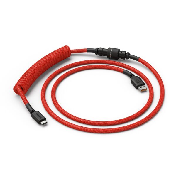 Glorious Coiled Keyboard Cable – USB C Artisan Cable for Mechanical Keyboard Crimson Red