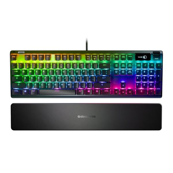 SteelSeries Apex Pro Mechanical Gaming Keyboard, OLED Smart Display, Omnipoint 2 0 Adjustable Hyper Magnetic Switches, Detachable Magnetic Wrist Rest, USB Passthrough, For PC/PS5 & Xbox