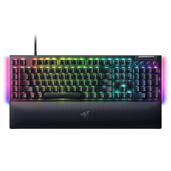 Razer BlackWidow V4 Mechanical Gaming Keyboard: Yellow Switches Linear & Silent, Chroma RGB, 6 Macro Keys, Magnetic Wrist Rest, Doubleshot ABS Keycaps, Roller & Media Keys Snap Tap Black